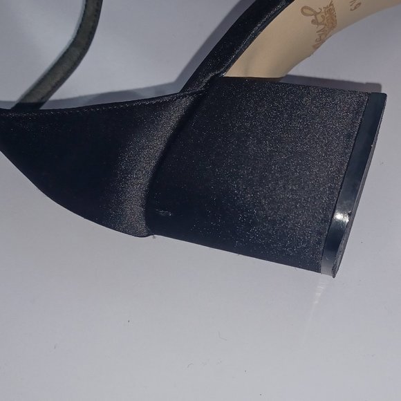 Badgley Mischka Jewel Black Satin  Embellished Sandals Heels - Picture 7 of 9